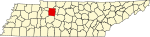 Map of Tennessee highlighting Dickson County